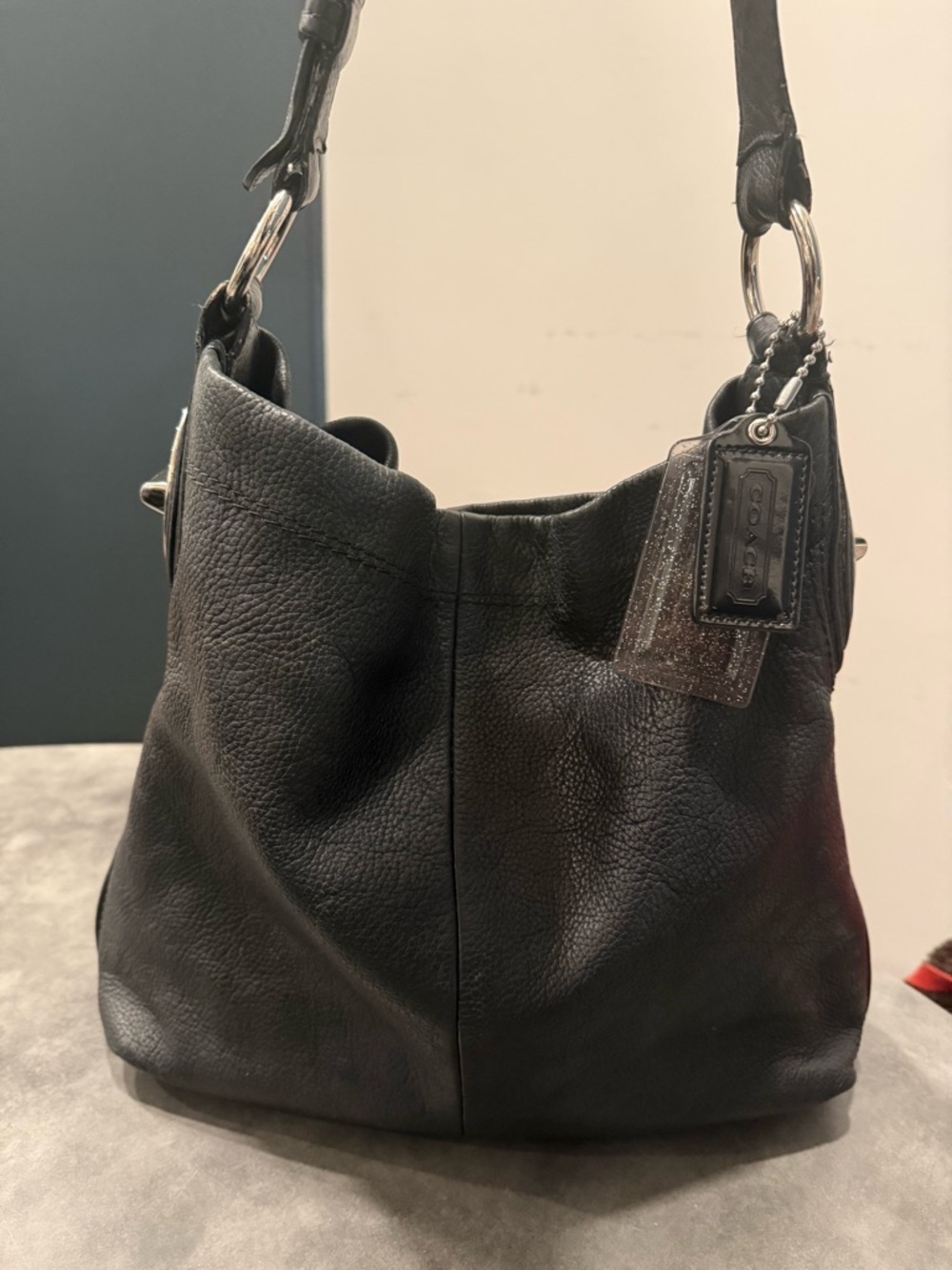 Coach 2011 Penelope, with 2 Coach Tags ,J1173-F16545, Black Pebbled Leather Bag - Picture 5 of 12